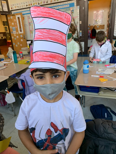 Student dressed up as Cat in the Hat.