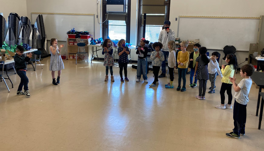 Dance lesson in the music room.